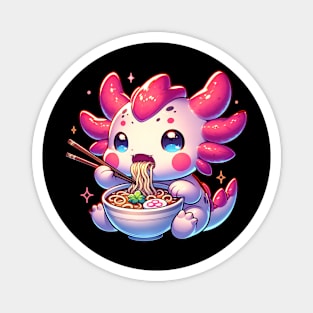 Axolotl Eating Ramen Noodles Magnet